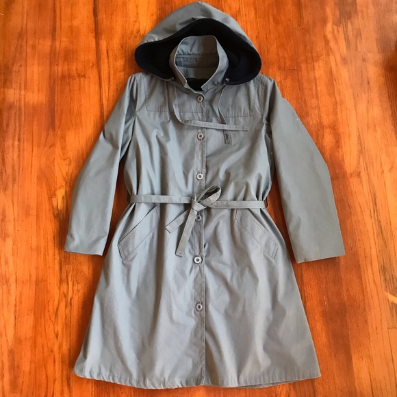 London Fog Jackets & Blazers - Sold Vtg London Fog Hooded Trench Coat Gray Belted